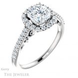Cushion Cut Forever One Moissanite Engagement Ring #GTJ1162-cushion-fo-w 4 Cushion Cut Forever One Moissanite Engagement Ring #GTJ1162-cushion-fo-w