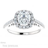 Cushion Cut Forever One Moissanite Engagement Ring #GTJ1162-cushion-fo-w 1 Cushion Cut Forever One Moissanite Engagement Ring #GTJ1162-cushion-fo-w
