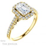 Emerald Cut Forever One Moissanite Engagement Ring #GTJ1162-emerald-fb-y 4 Emerald Cut Forever Brilliant Moissanite Engagement Ring #GTJ1162-emerald-fb-y