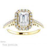 Emerald Cut Forever One Moissanite Engagement Ring #GTJ1162-emerald-fb-y 1 Emerald Cut Forever Brilliant Moissanite Engagement Ring #GTJ1162-emerald-fb-y