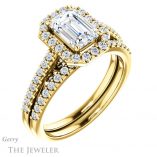 Emerald Cut Forever One Moissanite Engagement Ring #GTJ1162-emerald-fb-y 6 Emerald Cut Forever Brilliant Moissanite Engagement Ring #GTJ1162-emerald-fb-y