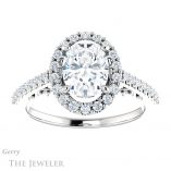 Oval Shaped Forever One Moissanite Engagement Ring #GTJ1162-oval-fo-w