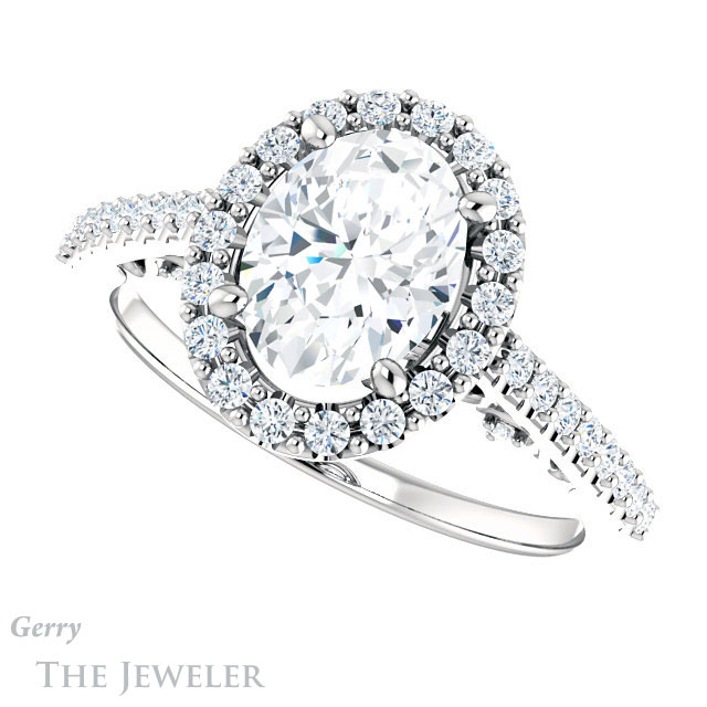 Oval Shaped Forever One Moissanite Engagement Ring #GTJ1162-oval-fo-w