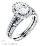 Oval Shaped Forever One Moissanite Engagement Ring #GTJ1162-oval-fo-w