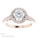 Rose Gold Halo Design with Sidestones