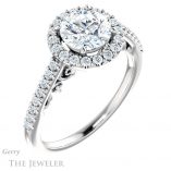 Round Cut Forever One Moissanite Engagement Ring #GTJ1162-round-fo-w