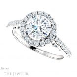 Round Cut Forever One Moissanite Engagement Ring #GTJ1162-round-fo-w