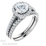 Round Cut Forever One Moissanite Engagement Ring #GTJ1162-round-fo-w