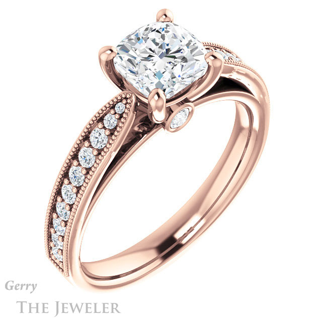 Cushion Cut Forever One Moissanite Engagement Ring #GTJ1163-cushion-fo-r 4 Cushion Cut Forever One Moissanite Engagement Ring #GTJ1163-cushion-fo-r
