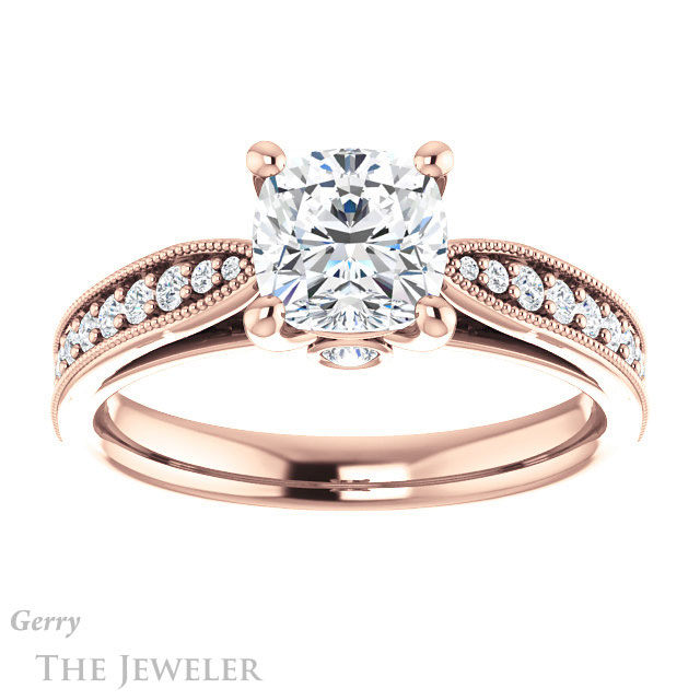 Cushion Cut Forever One Moissanite Engagement Ring #GTJ1163-cushion-fo-r