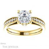 Cushion Cut Forever One Moissanite Engagement Ring #GTJ1163-cushion-fo-y 1 Cushion Cut Forever One Moissanite Engagement Ring #GTJ1163-cushion-fo-y