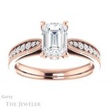 Emerald Cut Forever One Moissanite Engagement Ring #GTJ1163-emerald-fb-r 1 Emerald Cut Forever Brilliant Moissanite Engagement Ring #GTJ1163-emerald-fb-r
