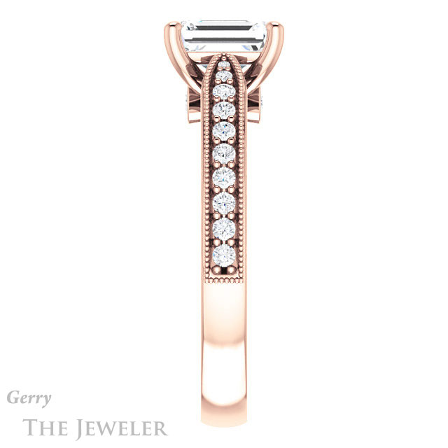 Emerald Cut Forever One Moissanite Engagement Ring #GTJ1163-emerald-fb-r 3 Emerald Cut Forever Brilliant Moissanite Engagement Ring #GTJ1163-emerald-fb-r