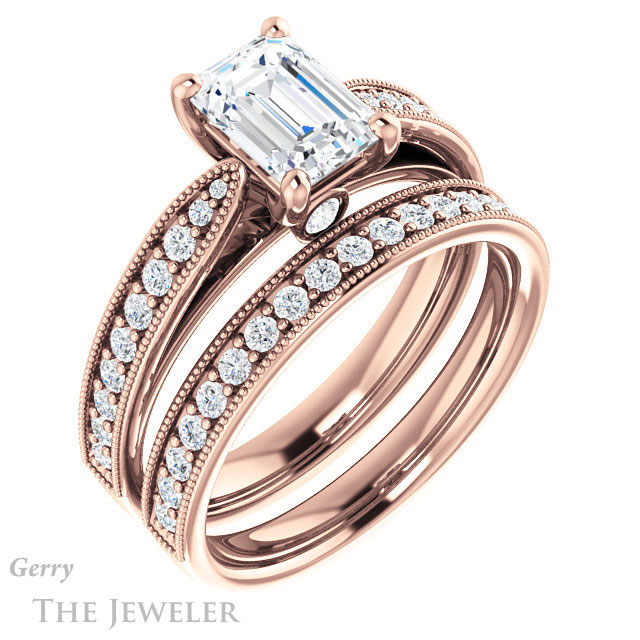 Emerald Cut Forever One Moissanite Engagement Ring #GTJ1163-emerald-fb-r 6 Emerald Cut Forever Brilliant Moissanite Engagement Ring #GTJ1163-emerald-fb-r