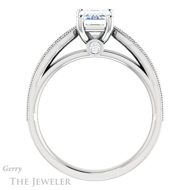 Emerald Cut Forever One Moissanite Engagement Ring #GTJ1163-emerald-fb-w 2 Emerald Cut Forever Brilliant Moissanite Engagement Ring #GTJ1163-emerald-fb-w