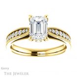 Emerald Cut Forever One Moissanite Engagement Ring #GTJ1163-emerald-fb-y 1 Emerald Cut Forever Brilliant Moissanite Engagement Ring #GTJ1163-emerald-fb-y