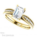 Emerald Cut Forever One Moissanite Engagement Ring #GTJ1163-emerald-fb-y 5 Emerald Cut Forever Brilliant Moissanite Engagement Ring #GTJ1163-emerald-fb-y
