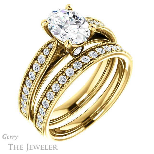 Oval Shaped Forever One Moissanite Engagement Ring #GTJ1163-oval-fo-y
