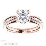 Round Cut Forever One Moissanite Engagement Ring #GTJ1163-round-fo-r 1 Round Cut Forever One Moissanite Engagement Ring #GTJ1163-round-fo-r