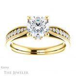 Round Cut Forever One Moissanite Engagement Ring #GTJ1163-round-fo-y