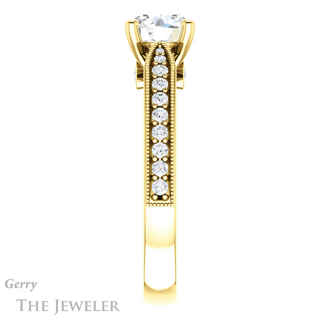 Round Cut Forever One Moissanite Engagement Ring #GTJ1163-round-fo-y