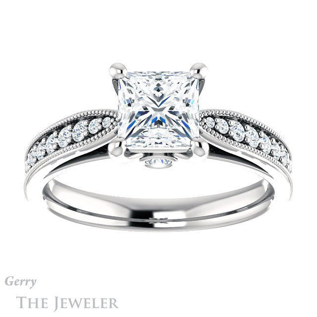 Princess Cut Forever One Moissanite Engagement Ring #GTJ1163-square-fo-w