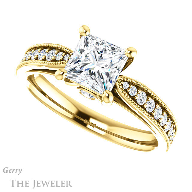 Princess Cut Forever One Moissanite Engagement Ring #GTJ1163-square-fo-y