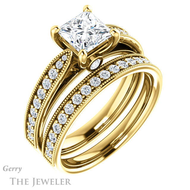 Princess Cut Forever One Moissanite Engagement Ring #GTJ1163-square-fo-y