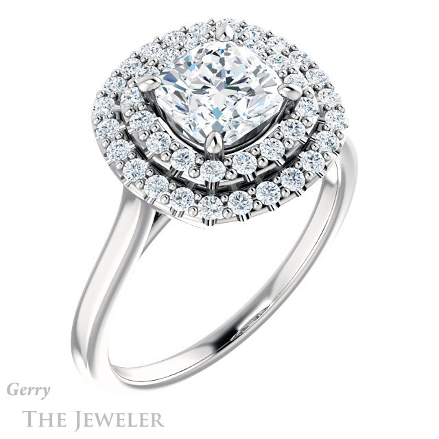 Cushion Cut Forever One Moissanite Engagement Ring #GTJ1164-cushion-fo-w