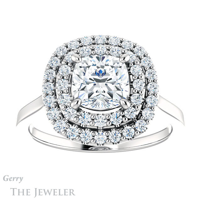 Cushion Cut Forever One Moissanite Engagement Ring #GTJ1164-cushion-fo-w