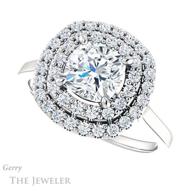 Cushion Cut Forever One Moissanite Engagement Ring #GTJ1164-cushion-fo-w