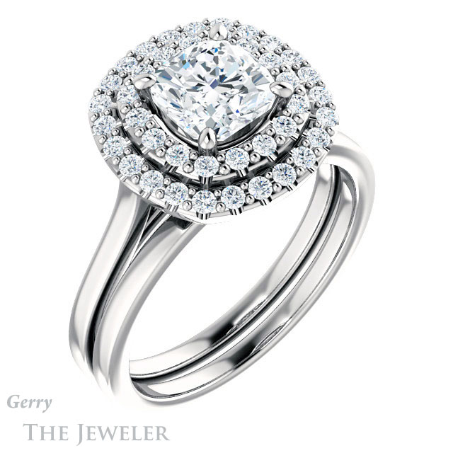 Cushion Cut Forever One Moissanite Engagement Ring #GTJ1164-cushion-fo-w