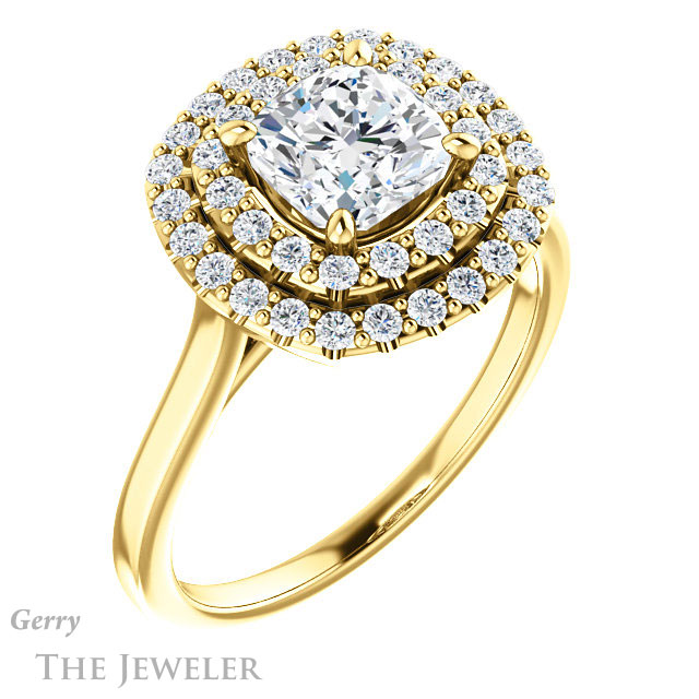 Cushion Cut Forever One Moissanite Engagement Ring #GTJ1164-cushion-fo-y