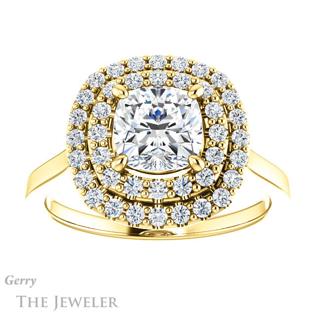 Cushion Cut Forever One Moissanite Engagement Ring #GTJ1164-cushion-fo-y