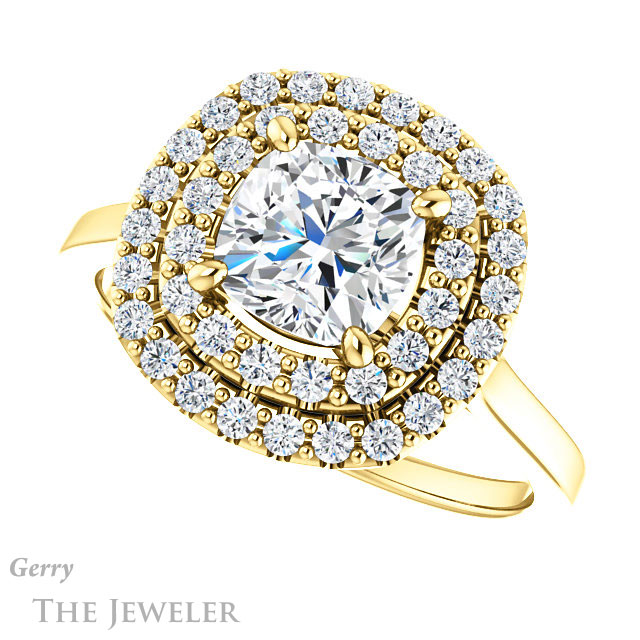 Cushion Cut Forever One Moissanite Engagement Ring #GTJ1164-cushion-fo-y