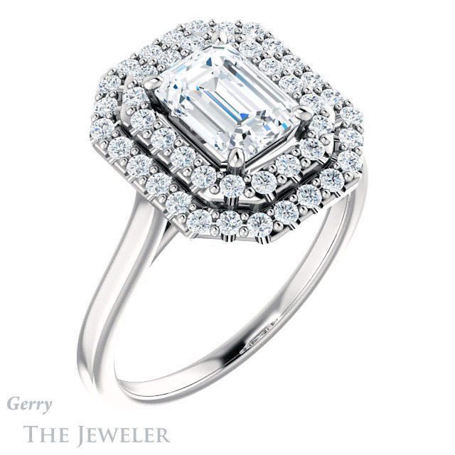 Emerald Cut Forever Brilliant Moissanite Engagement Ring #GTJ1164-emerald-fb-w