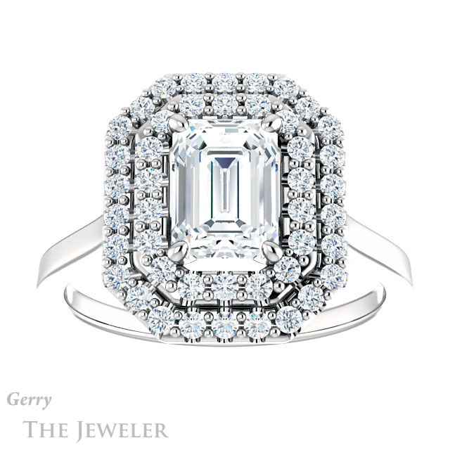 Emerald Cut Forever Brilliant Moissanite Engagement Ring #GTJ1164-emerald-fb-w