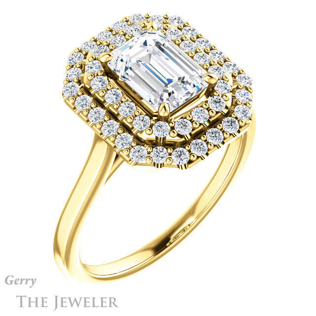 Emerald Cut Forever Brilliant Moissanite Engagement Ring #GTJ1164-emerald-fb-y