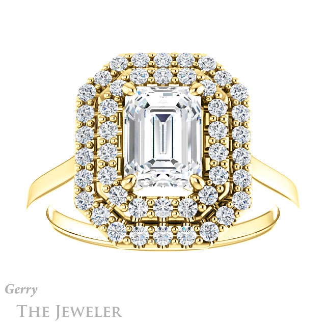 Emerald Cut Forever Brilliant Moissanite Engagement Ring #GTJ1164-emerald-fb-y