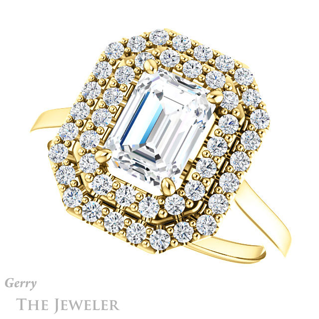 Emerald Cut Forever Brilliant Moissanite Engagement Ring #GTJ1164-emerald-fb-y
