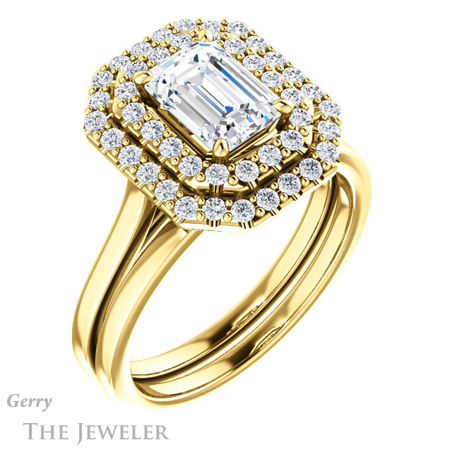 Emerald Cut Forever Brilliant Moissanite Engagement Ring #GTJ1164-emerald-fb-y