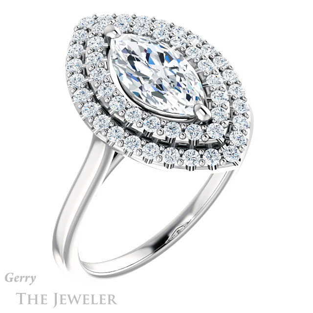Marquise Cut Forever Brilliant Moissanite Engagement Ring #GTJ1164-marquise-fb-w