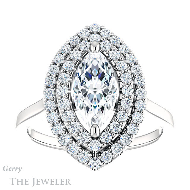 Marquise Cut Forever Brilliant Moissanite Engagement Ring #GTJ1164-marquise-fb-w