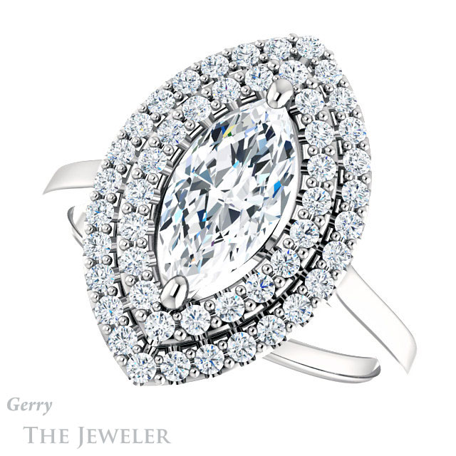 Marquise Cut Forever Brilliant Moissanite Engagement Ring #GTJ1164-marquise-fb-w