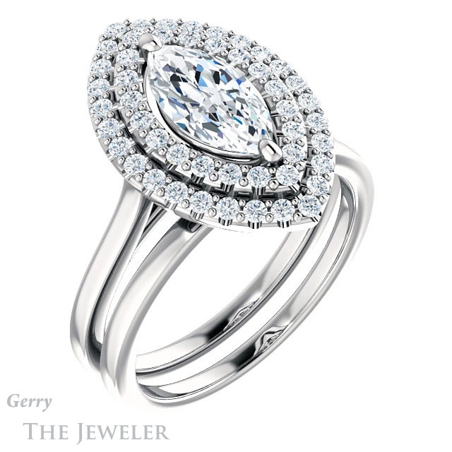 Marquise Cut Forever Brilliant Moissanite Engagement Ring #GTJ1164-marquise-fb-w