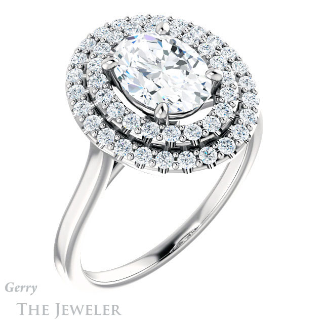 Oval Shaped Forever One Moissanite Engagement Ring #GTJ1164-oval-fo-w