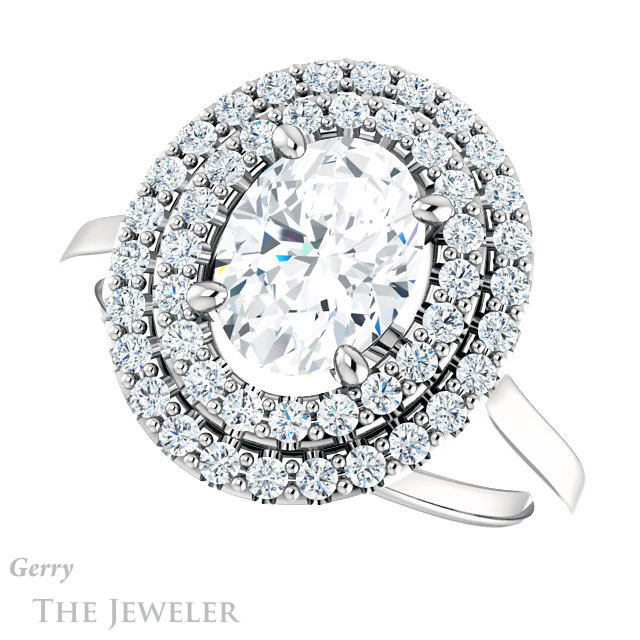 Oval Shaped Forever One Moissanite Engagement Ring #GTJ1164-oval-fo-w