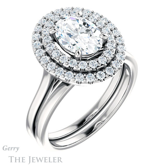 Oval Shaped Forever One Moissanite Engagement Ring #GTJ1164-oval-fo-w