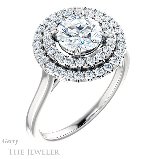 Round Cut Forever One Moissanite Engagement Ring #GTJ1164-round-fo-w