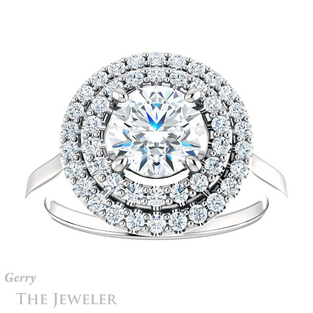 Round Cut Forever One Moissanite Engagement Ring #GTJ1164-round-fo-w